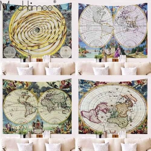 World Map Pattern Tapestry Wall Art Hanging Blanket Farmhouse Decor Home Decorating Tapestry Machine A Imprimer Sur Tissu Shabby