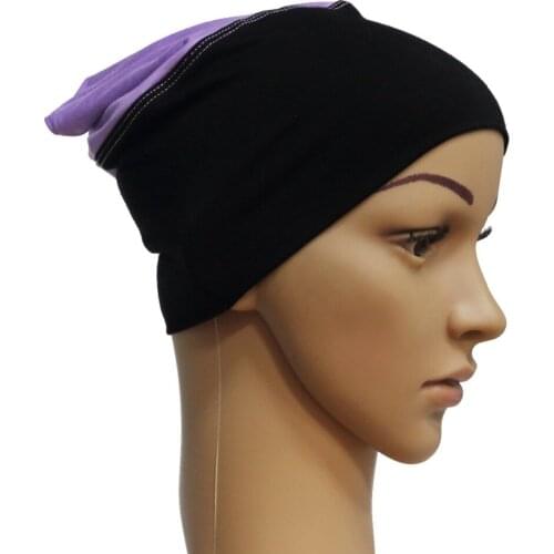 H1211 latest cotton jersey two colors combined muslim hats,can choose colors,20 pcs one lot