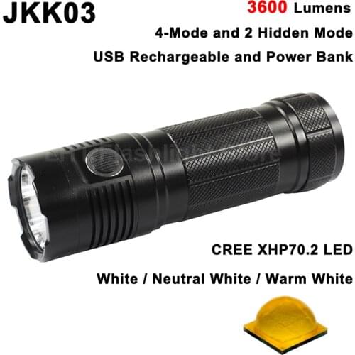 JKK03 Cree XHP70.2 LED 3600 Lumens 6-Mode USB Rechargeable LED Flashlight ( 3x18650 )
