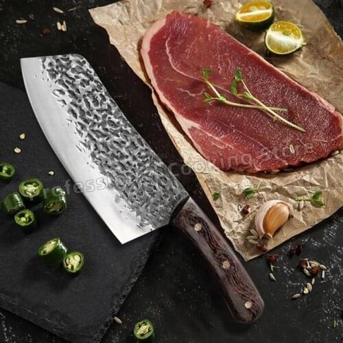 Forged Hammered Kitchen Knife Stainless Steel Chopping Knife Meat Cleaver Slicing Knife Kitchen Cooking Knife