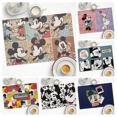 Disney Mickey Mouse PVC table mat cartoon anti-scalding Washable Placemats for Dining Table Mat Non-slip Cup Coaster Wine Pad