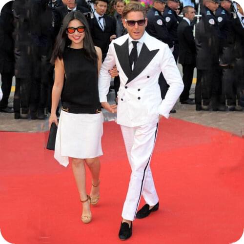 Men Suits Double Breasted Ceremony Wedding Suits Tuxedos Best Man Blazer Prom Slim Fit Formal Groom 2pieces