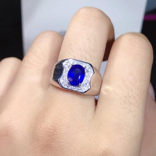 3 Carat natural sapphire mens ring, super atmosphere. 925 pure silver does not change color. Certificate. New products