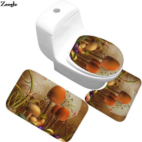 Anti-Slip Bathroom Floor Mat Home Decor Toilet Seat Cover Mat Set Microfiber Bathroom Absorbent Foot Mat Toilet Seat Cushion