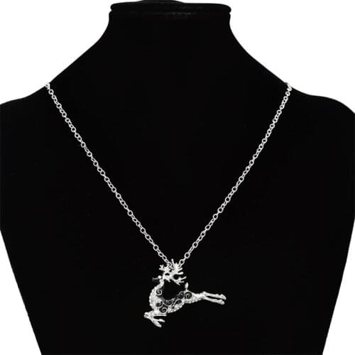 1pcs Unique Crystal Shinning Long Chains Necklace Deer Shaped Pendant Necklaces For Women Scarf Brooches Charming Jewelry
