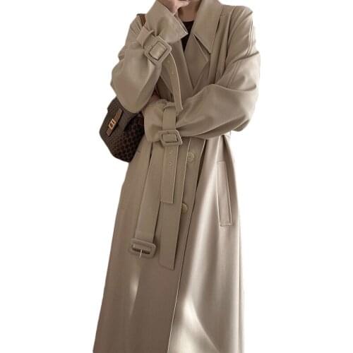 2021 Fashion Long Trench Coats Spring Autumn Womens Clothing Casual Double breasted With Belt 61b