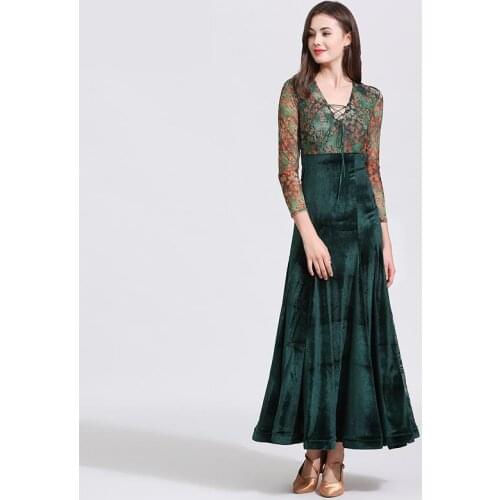 Long Sleeve Ballroom Dance Competition Dresses Customized Waltz Standard Ballroom Dress Woman Girls Ballroom Dance Dresses Woman