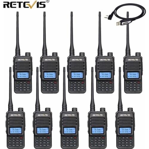 Retevis RT85 Analog Walkie Talkie UV Dual Band 5W Handheld Two Way Radio with Screen Keyboard 10PCS VOX FM Radio Portable +Cable