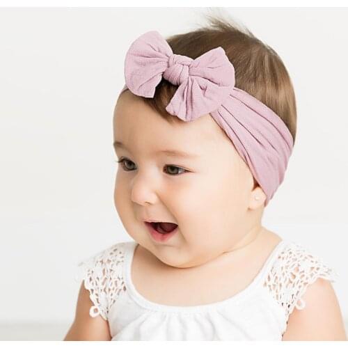 Top Knot Bow Headwrap Soft Baby Girl Headbands Wide Nylon Turban Headwraps Infant Hair Acessory