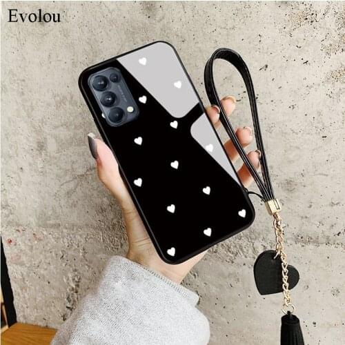 Love Heart Tempered Glass Phone Case For OPPO Reno 5 Pro 5G 4SE Cases Tassel Lanyard Shockproof Back Cover For oppo RENO 4 3 Pro