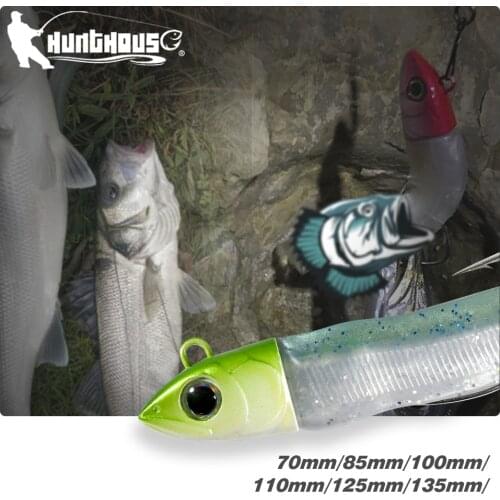 Hunthouse Black Minnow Fishing Lure Soft Bait Jig Head Seabass Fish Swimbait Spinning Baitcasting Wobber