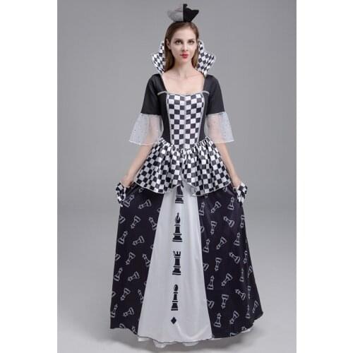 Sexy Adult Alice In Wonderland Poker Queen Cosplay Costume Carnival Party Fantasia Magician Fancy Dress