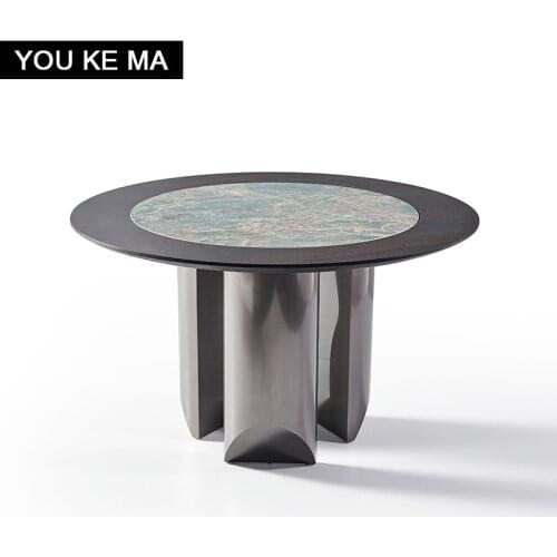 Italy imported stonedining tables and chairs Nordic modern simple and light luxury household restaurant rotating dining table