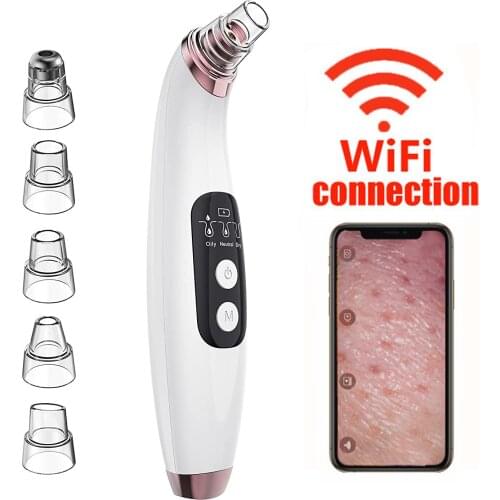Blackhead remover Pore Vacuum with Camera- Upgraded Face Pore Cleanser Wifi Real-Time Visual with 3 Adjustable Suction &5 Probes