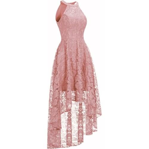 2020 spring summer sleeveless dresses women irregular embroidery floral lace midi dress solid pink burgundy vestidos