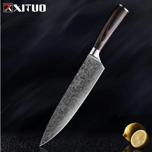 XITUO Japanese Chef Knife Stainless Steel Kitchen Knifes Laser Damascus Fruit Vegetable Meat Cleaver Knives Cooking Wood Handle