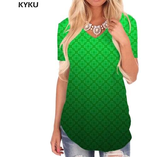 KYKU Cube T-shirt women Abstract V-neck Tshirt Psychedelic Shirt Print Art T-shirts 3d Womens Clothing Fashion Loose Streetwear