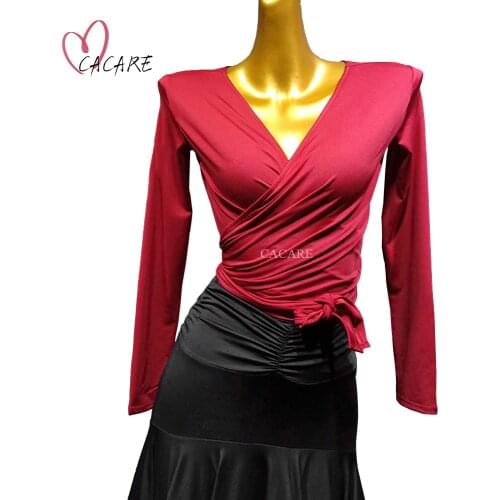 CACARE Classical Dance Costume Latin Top Shirt for Latin Ballroom Dancing Suit Woman Clothes Fringe Salsa 7 Colors D0862
