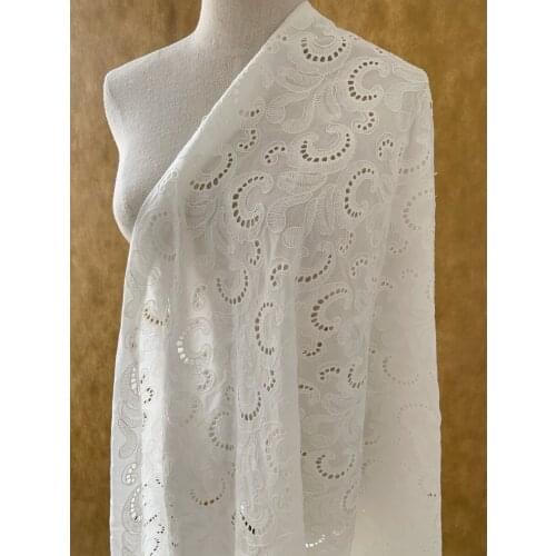 1 yard Cotton Eyelet Lace Fabric With Guipure Embroidery Off White Cotton Guipure Lace Fabric New Arrival