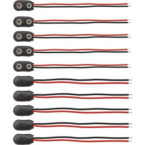 15CM I Type 9V Battery Clips Connector Buckle 9V DC Battery Power Cable Leads Plug Clip Connectors for Battery Storage Boxes DIY