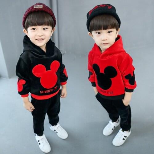 Baby Boy Clothes Mickey Minnie Children Clothing Suit Coat+Pants 2pcs Spring Casual Hooded Clothes