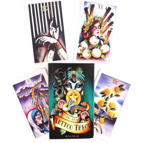 Eight Coins Tattoo Tarot Deck Beginners Board Game Multiplayer Family Party Game Fortune Telling Prophet Oracle Cards With Guide