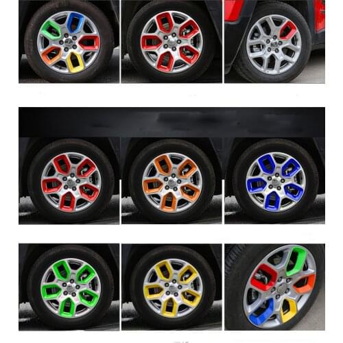 Accessories For Jeep Renegade 2016 2017 Wheel Hub Rim Color Red Orange Green Blue Yellow Carbon Fiber Sticker Cover Car Styling