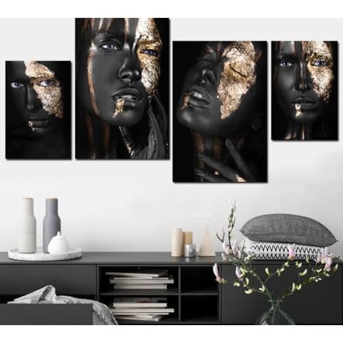 Wealth Black Girl Vintage Scroll Canvas Painting Frame Art Posters and Prints Vintage Poster Modern Wall Picture for Living Room