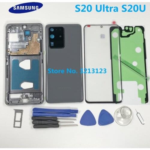 S20U Full Housing Case Back Cover Glass Middle Frame For Samsung Galaxy S20 Ultra G988 SM-G988F G988B/DS Complete Parts