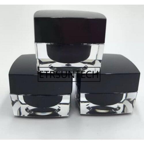 10g black acrylic jar cream jar black inner tank, black lid for eye cream/art nail container/ sample cosmetic packing