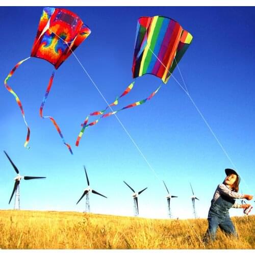 New Colorful Parafoil Kite with 200cm Tails 30m Flying Line Outdoor Soft Fly Kite Toys For Children Girls Boys Gift Outdoor Tool