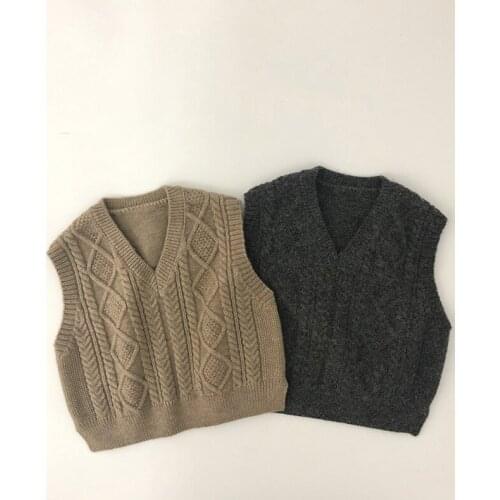 Children Sweaters Baby Girl Solid Sleeveless Pullover Vest Baby Boys Sweaters Knit Vest New Kids Toddler Autumn Winter Outerwear
