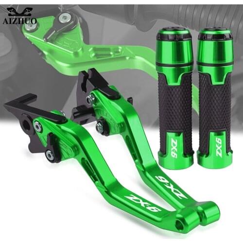FOR KAWASAKI ZX-6 ZX6 1990-1999 1998 1997 1996 Motorcycle CNC Short Brake Clutch Levers 7/8'' 22MM Hand Grip Handlebar ZX-6 Logo