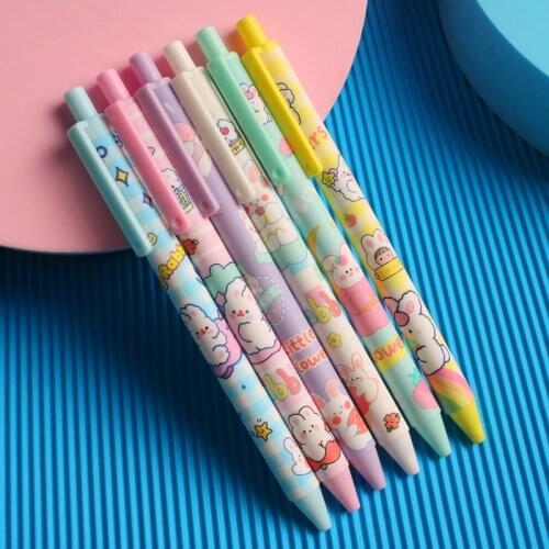 Colorful Handle Cute Rabbit Press Gel Pen 0.5mm black Ink Student Stationery Pen Back To School