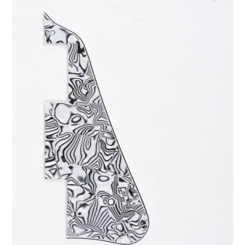 Musiclily Guitar Pickguard for China Made Epiphone Les Paul Standard Modern Style, 4Ply Black White Shell
