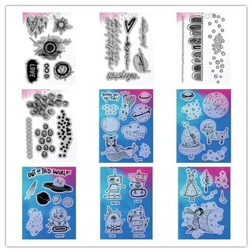 Out Of This World Clear Stamps and dies for DIY Scrapbooking/Card Making/Kids Christmas Fun Decoration Supplies
