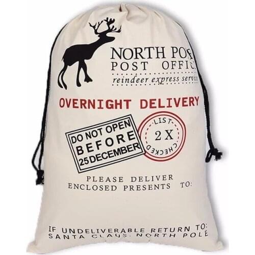Classic Canvas Santa Sacks Christmas Canvas Bag with Drawstrings Extra Large Reusable Bags for Gifts