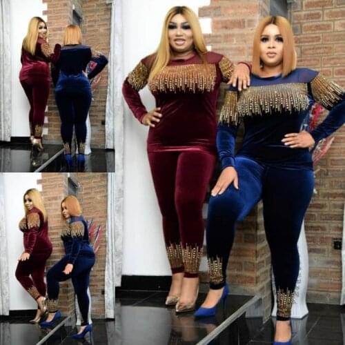 2 Piece Set Velvet African Womens Clothing Autumn Winter 2021 African Clothing Muslim High Quality Fashionable African Women