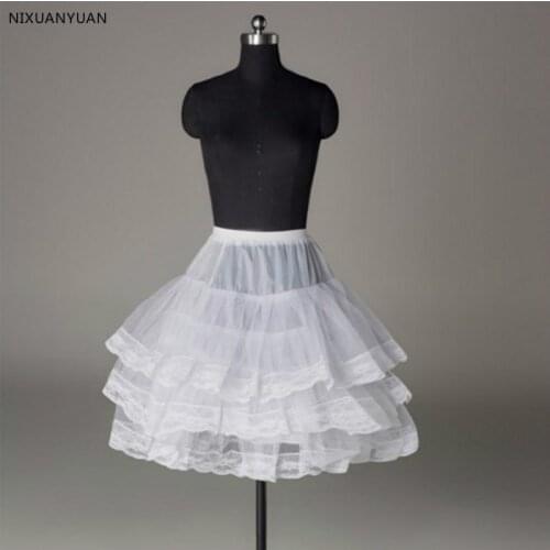 Short Petticoat with Lace Edge for Prom Wedding Dress Women A Line Underskirt Bridal Crinoline Jupon Petticoat