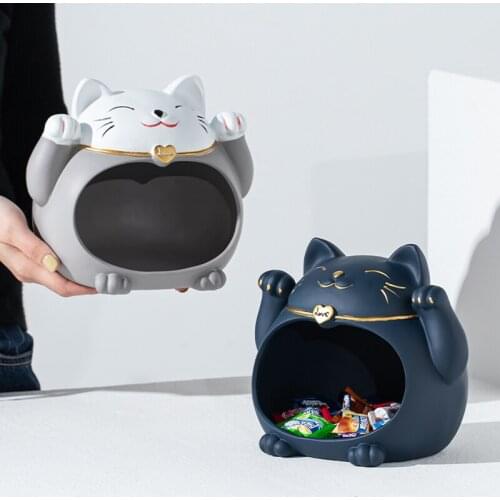 Lucky cat porch home living room key storage resin ornaments home decoration tray living room decoration housewarming gifts