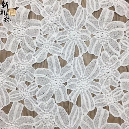 5Yards African Nigerian Wedding Dress Lace Fabric White Water Soluble Chemical Cord Lace Guipure Lace Fabric Tela De Encaje