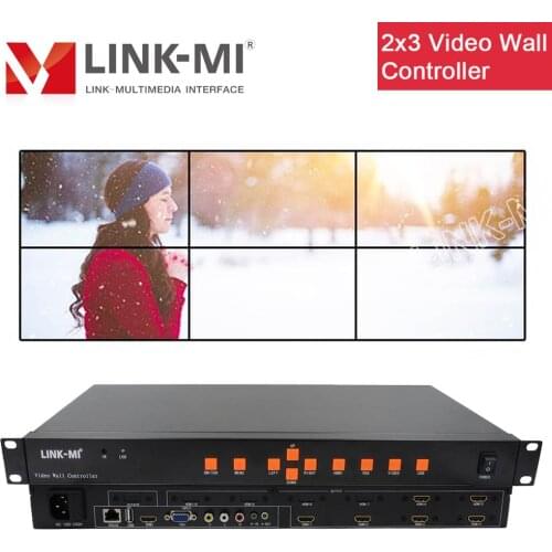 LINK-MI 6 Channels Video Wall Controller 2x3 3x2 2x2 HDMI VGA USB AV inputs 180 Degree Rotation for 6 Video Wall Displays