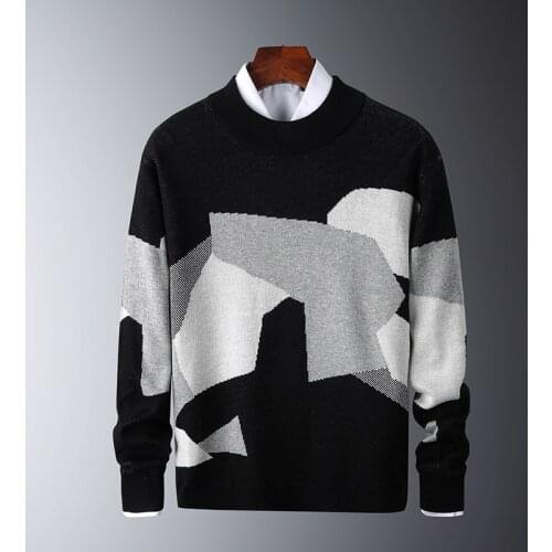 Sweater Men 2020 Winter New Mens Fashion Sweaters Long Sleeve Knitted Sweater Men High Quality Autumn Patchwork Pullover