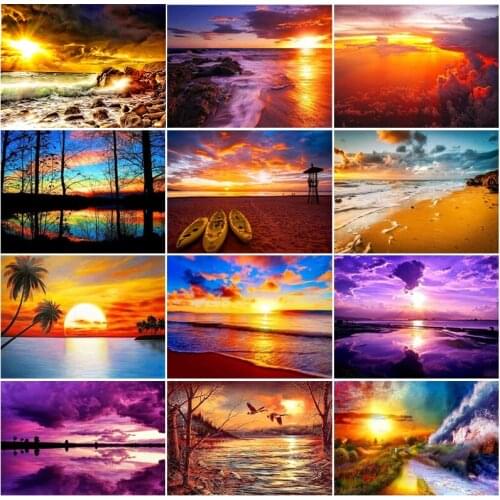PDMDOG Full Square/Round Drill 5D DIY Diamond Painting "Sunset landscape" Embroidery Cross Stitch 5D Home Decor Gift