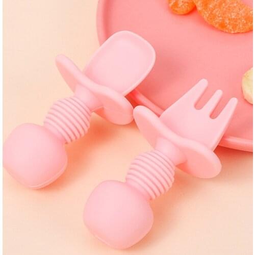 2Pcs/set Infant Silicone Spoon Feeding Set Kid Dishes Toddlers Infant Feeding Accessories Spoon Childrens Silicone Tableware