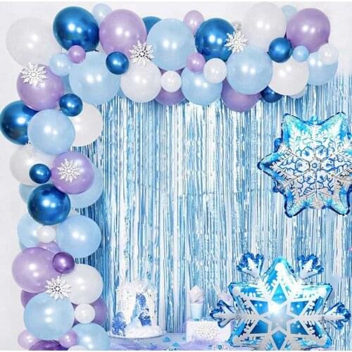 50pcs Snowflake Theme Balloon Set Party Decoration Christmas Snowflake Balloons Show Birthday Party Balloon Arch Garland Wedding