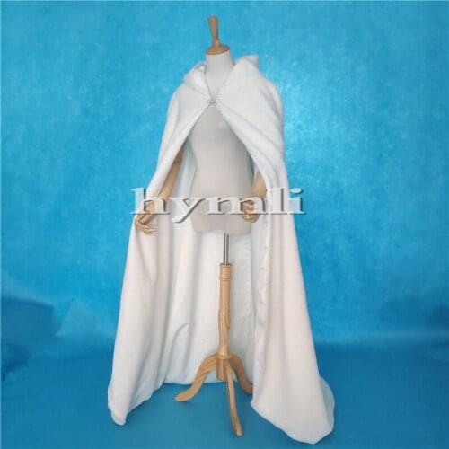 2019 New Ivory Thick Cloak Hooded Full Faux Fur with Satin Lining Wedding Cape Bridal Cloak Renaissance Medieval Clothing