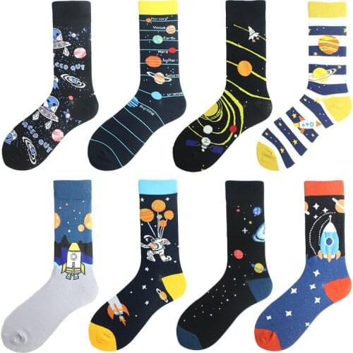 2021 autumn and winter new outer space socks 1 creative cotton socks couple tube socks cartoon alien socks