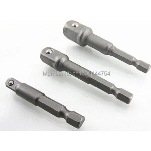 New 3pcs/set 6.35MM 1/4" Hex Driver Bit Socket connector Power Drill Socket Driver Extension Adapters 1/4" 3/8" 1/2"