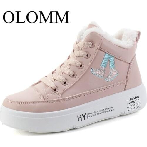OLOMM womens booties plus velvet 2019 new autumn wild high to help vulcanized shoes womens shoes tide shoes winter AB-92